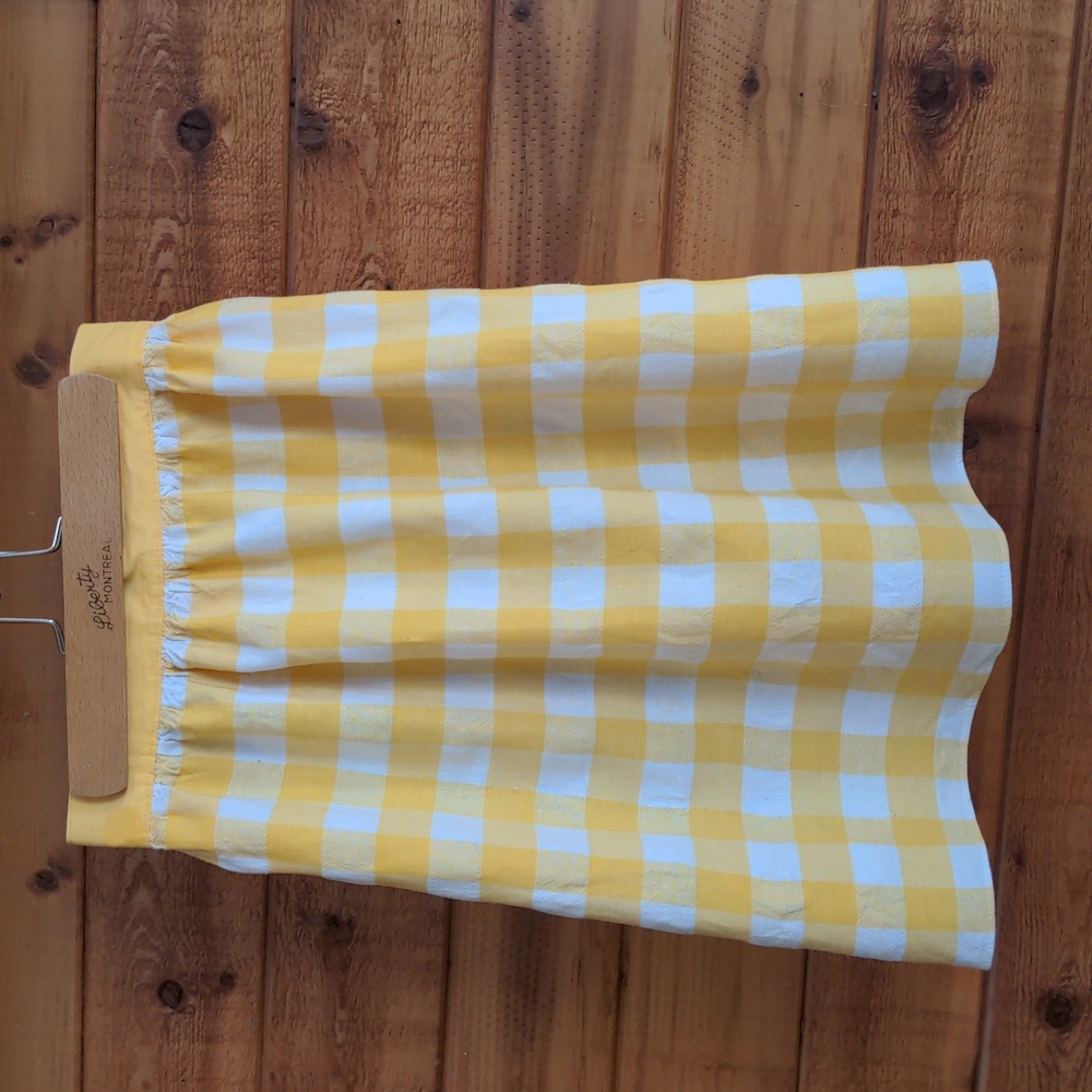 Apron vintage yellow Bow gingham Cotton tea